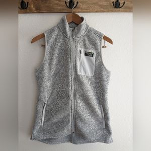 LL Bean women's sweater fleece long vest pewter size small